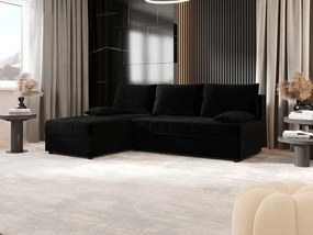 BEDANTE narożnik MOS L Itaka 15 lewa czarny z funkcją spania sofa w kształcie litery L z pojemnikiem na pościel