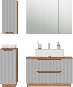 Zestaw mebli łazienkowych dąb/szary w paski 99.4x32x62.5 lotta