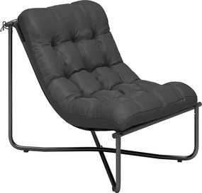 Outsunny Fotel Lounge Outdoor Ergonomiczny fotel ogrodowy z przyjazną dla skóry poduszką Szerokie siedzisko Stalowy stelaż Ciemnoszary | Aosom PL