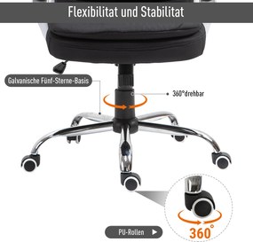Vinsetto Krzesło Biurowe Funkcja Przechylania Ergonomiczne Obrotowe 360° Regulacja Wysokości 2 Kolory | Aosom PL