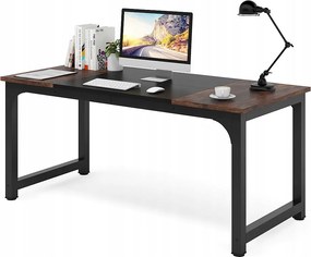 Biurko na laptopa, stół, biurko do nauki w domu, stanowisko pracy w biurze, sypialnia, łatwe w montażu, 160 x 80 x 75 cm (brąz rustykalny + czarny)