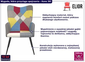 Patchworkowy fotel w stylu nowoczesnym L5-W20