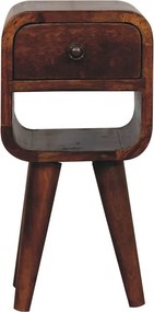 Artisan Furniture Ekstra mini niska zakrzywiona szafka nocna z litego drewna kasztanowego