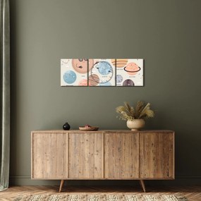 Obraz - Planety z nazwami (z zegarem) (90x30 cm)