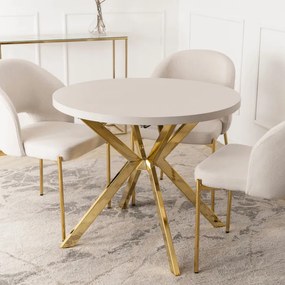 Stół Okrągły Rozkładany LUGO 90-190 cm Kaszmir/Złoty Glamour