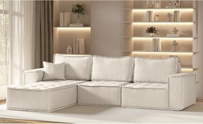 Narożnik w kształcie L Bohoo Maxi, tkanina Raven, Jasnobeżowy, Lewy