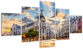 Obraz - Calle Gran Vía, Madryt, Hiszpania (125x70 cm)