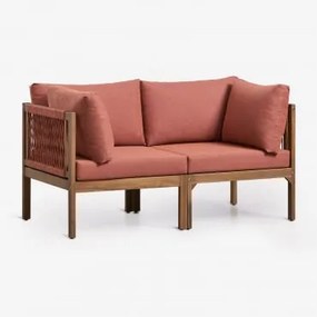 Sofa Modułowy 2-częściowy Z Podłokietnikami Z Drewna Akacjowego Branson Terakota – Brąz Akacjowy - Sklum