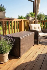 Brązowa prostokątna skrzynia ogrodowa z rattanu K2-H69