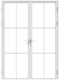 Drzwi kompletne 2-skrzydłowe dwustronne z aluminium i szkła hartowanego - Biały - 2 x wys. 204 x szer. 73 cm - SEROTO
