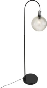 Designerska lampa podłogowa czarna z dymionym szkłem - Chico