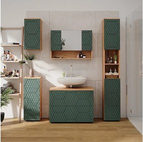 Zestaw mebli łazienkowych zielony/złoty dąb 80x41x58.6 irma