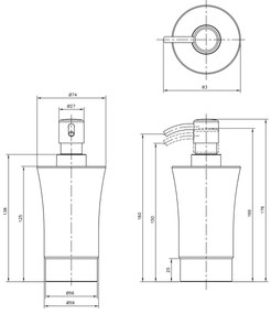 SAPHO 1308-31 Justy dozownik mydła do postawienia,ceramika/stainless steel