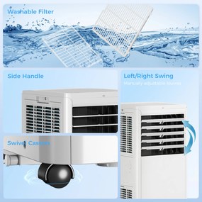 HOMCOM Przenośny klimatyzator 7000 BTU, 4-w-1 z funkcją chłodzenia, osuszania, wentylacji i trybem nocnym | Aosom PL