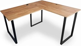 Loftowe biurko w kształcie litery L 90x180x60 dąb craft złoty P4-C70