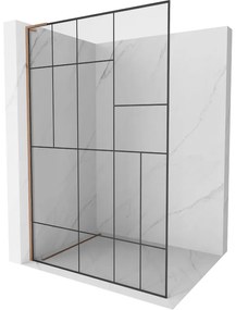 Mexen Kioto L ścianka prysznicowa Walk-in 80 x 200 cm, czarny wzór, różowe złoto - 800-080-103-60-78