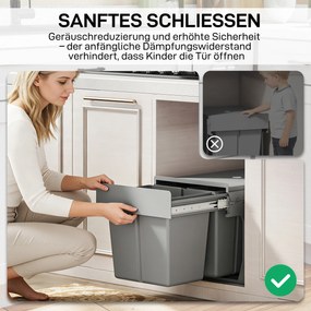 HOMCOM 31 l wysuwany pojemnik na odpady 15 l + 8 l x 2 z wyjmowanymi wiaderkami | Aosom PL