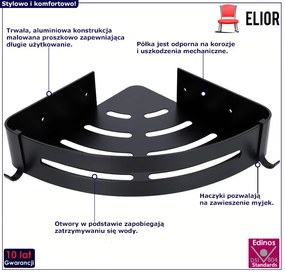 Czarna nowoczesna półka prysznicowa - Alunis