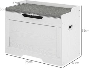 HOMCOM Skrzynia na przechowywanie 103 litry, ławka z miejscem na przechowywanie z zawiasem bezpieczeństwa, poduszką, do różnych pomieszczeń, Biały