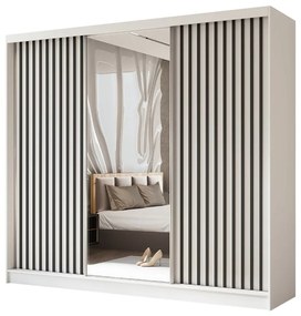Szafa przesuwna - Lamel z lustrem 240 cm, biały mat