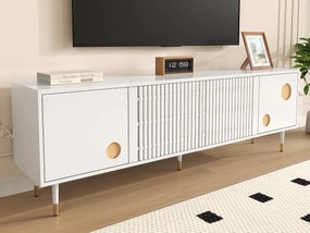 Meble TV 170x36x54 cm - 4 drzwi - ukryte uchwyty - regulowane nóżki - MDF - biały