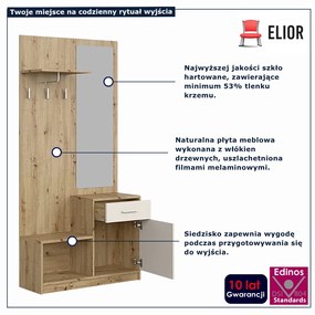 Garderoba z lustrem do przedpokoju dąb artisan+ kaszmir -  Standi
