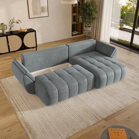 Masseno Narożnik OLSI z funkcją spania i pojemnikiem na pościel Narozniki L, Rozkładana sofa - Szary, MONOLITH 85