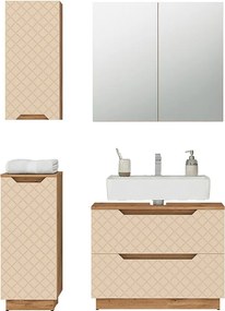 Zestaw mebli łazienkowych dąb/kaszmir ze strukturą płytek 79.6x32x62.5 lotta