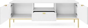 NAYA Szafka RTV 154 biała | złoty stelaż