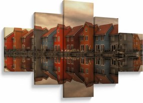 Obraz kolorowych domów (125x70 cm)