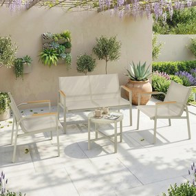 Outsunny Zestaw mebli ogrodowych metalowy, odporny na warunki atmosferyczne, sofa 2-osobowa, 2 fotele, stolik, zielony | Aosom PL