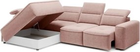 Narożnik COLOMBO L Lewostronny z elektryczną funkcją spania pojemnikiem ELEMENT 18 Różowy WERSAL