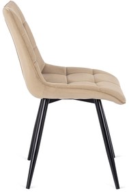 Zestaw Stół Prostokątny Rozkładany CLARK 120-160 cm Dąb Artisan/Czarny i 4 Krzesła Tapicerowane do Jadalni RIO Beżowe Welurowe