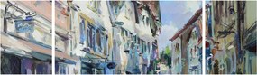Obraz - Aleja starego miasta, malarstwo akrylowe (170x50 cm)
