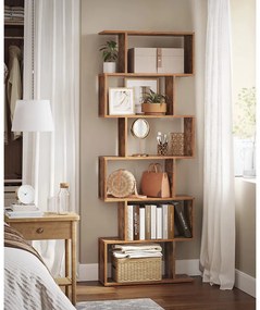 Vasagle Regał/półka na książki PRESTON, 70x24x190,5cm, rustykalny brąz