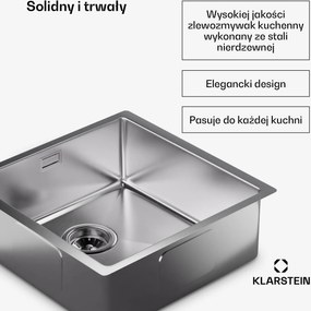 Klarstein TitanSteel zlewozmywak kuchenny o wymiarach 45 x 45 m (dł. x szer.)