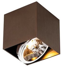 Designerski reflektor sufitowy ciemnobrązowy kwadratowy obrotowy i pochylny - BoxDesignerski Oswietlenie wewnetrzne
