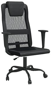 Czarne krzesło biurowe ergonomiczne z ekoskóry M8-L75