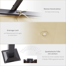 Pergola 3x3 Multifunkcyjna na Piknik 3x3m Przeciwsłoneczna Beżowa z Ruchomym Zadaszeniem Aosom PL