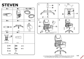 Czarno-szary fotel gabinetowy z ekoskóry Steven Halmar