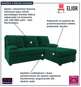 Zielony rozkładany narożnik z pojemnikiem R7-M66