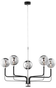 Jupiter 1888 - Żyrandol na linkach ERIS 5xG9/14W/230V matowy chrom/czarny/przydymiony szary