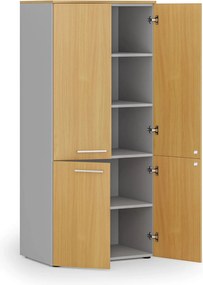 Szafa biurowa pół-drzwi PRIMO GRAY, 800 x 500 x 1781 mm, szary/buk