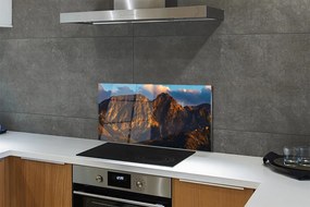 Szklany Panel Ognisty Zachód Słońca w Górach