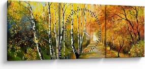 Obraz - Romantyczna aleja wzdłuż wody, obraz olejny (z zegarem) (90x30 cm)