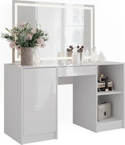 Stół toaletowy biały/biały wysoki połysk 128.2x50.1x76 sherry