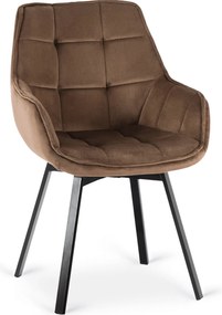 Krzesło Tapicerowane Obrotowe do Salonu LUNA Brązowe Nowoczesne Loft