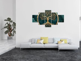 Obraz – Złote drzewo życia w marmurze (125x70 cm)