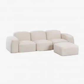 Bastian 3-częściowa Modułowa Sofa I Puf Szenila Gruba Biała - Sklum
