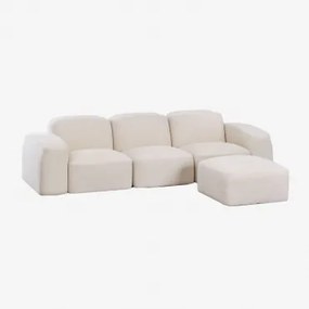 Bastian 3-częściowa Modułowa Sofa I Pufa Gruba Biała Szenila - Sklum